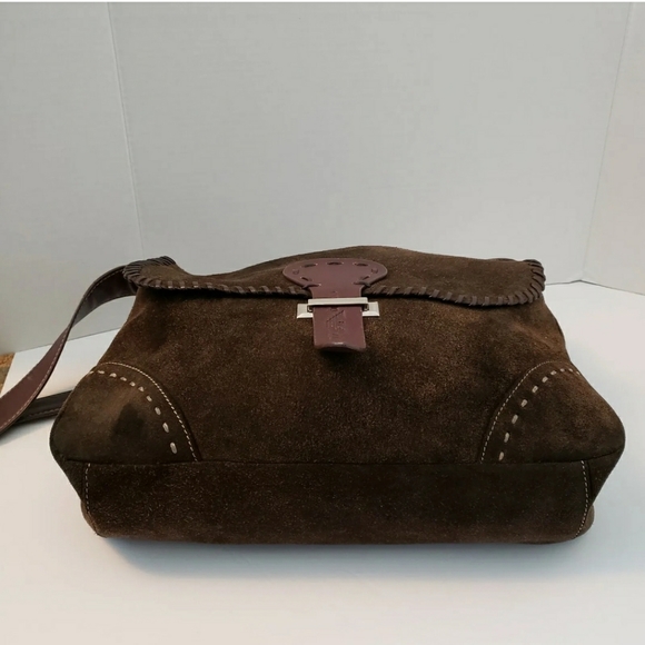 Emporio Armani Brown Suede Leather Crossbody Bag Shoulder Bag - Picture 3 of 10